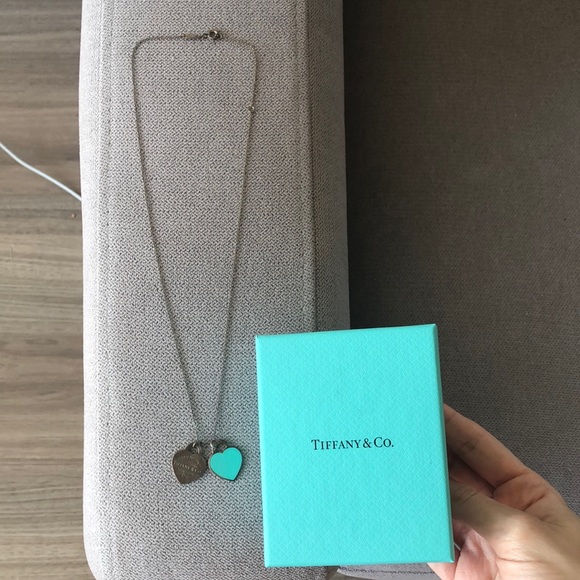 Tiffany & Co. Jewelry - TIFFANY & CO. -Return to Tiffany Dbl Heart Pendant w/ Tiffany Blue, Orig box bag